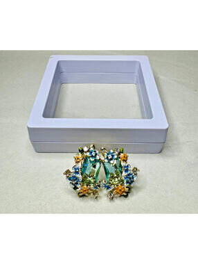 Earrings Women Stud Jewelry Blue Butterfly & Orange Floral Design Unique Gift